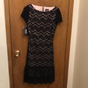 NWT JAX dress - Size 4 - black lace details with attached nude lining
